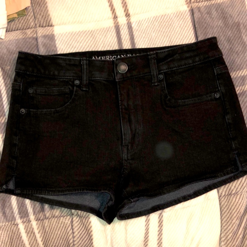 AE Black Jean Hi-Rise Shortie
